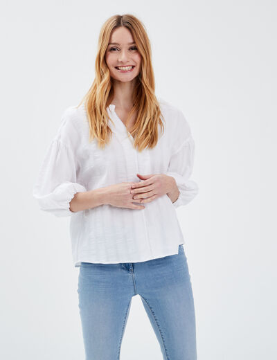 Blouse manches 3/4 ecru femme