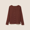 T-shirt manches longues aspect dentelle marron femme