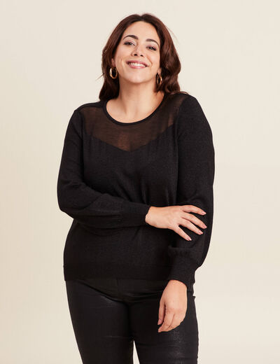Pull manches longues noir femme