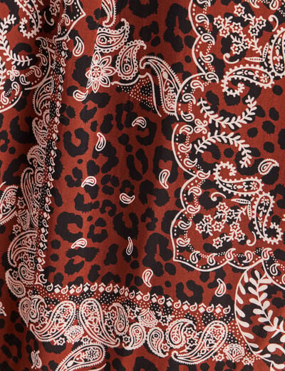 Chemise fluide manches longues marron femme