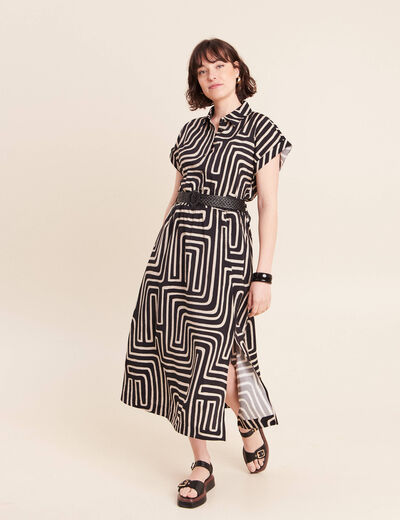 Robe avec ceinture amovible noir femme