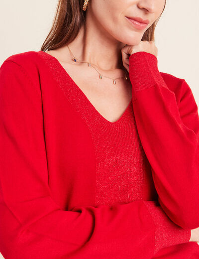 Pull manches longues rouge femme