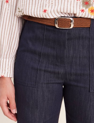 Jean cargo taille haute denim brut femme