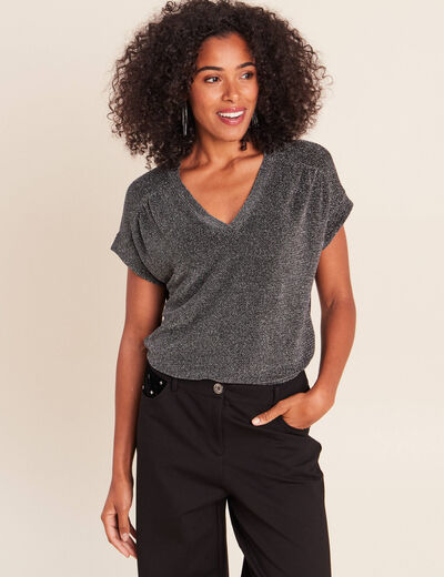 T-shirt manches courtes gris argent femme