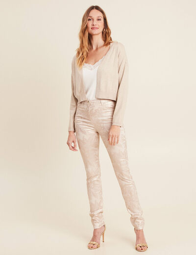 Gilet manches longues couleur or femme
