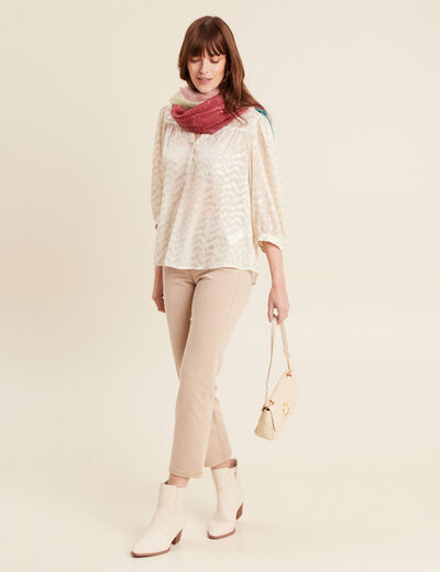 Jean coupe droite 7/8&egrave;me denim beige femme