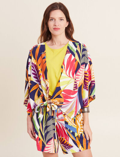 Poncho kimono manches 3/4 noué femme multicolore femme