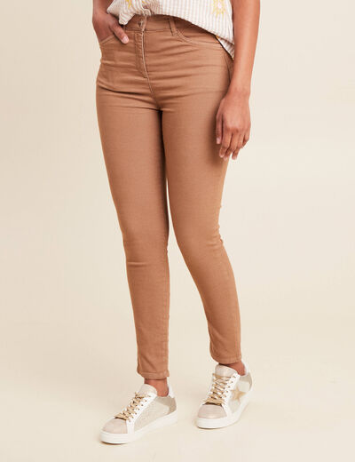 Pantalon léger taille haute 7/8ème marron femme