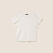 Pull col tunisien manches courtes ecru femme