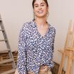 Chemise manches longues bleu femme