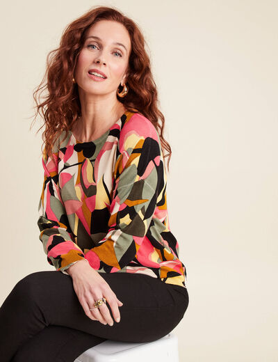 Pull manches longues multicolore femme