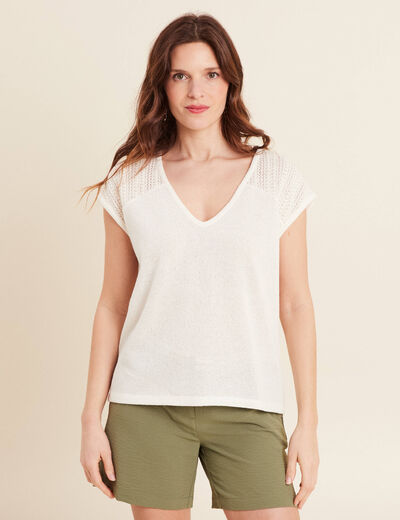 T-shirt manches courtes ecru femme