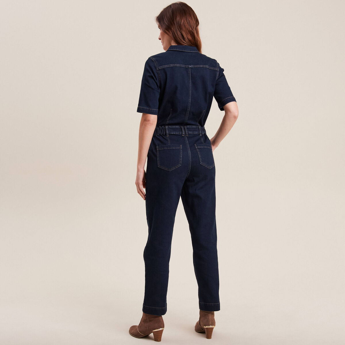 Combinaison pantalon en jean denim brut femme