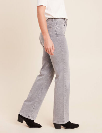 Jean taille haute denim gris clair femme