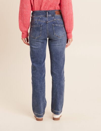 Jean coupe droite taille haute denim stone femme