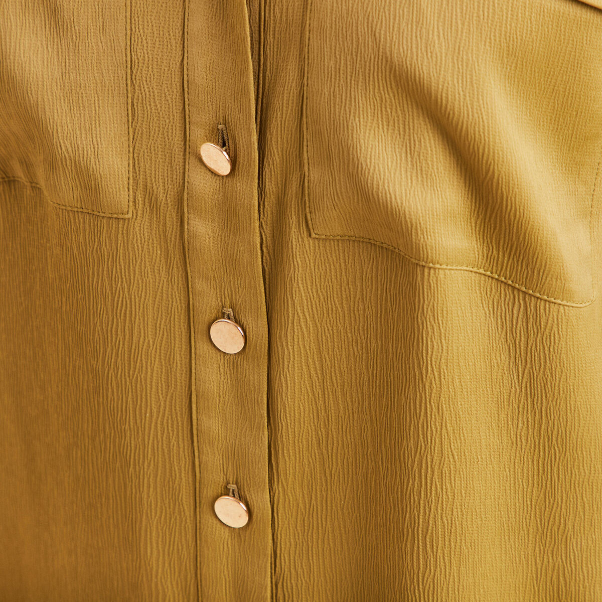 Chemise droite mi-longue fluide vert olive femme
