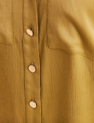 Chemise droite mi-longue fluide vert olive femme
