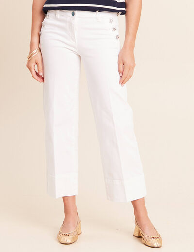 Jean coupe large 7/8&egrave;me blanc femme