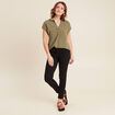 Blouse manches courtes vert kaki femme