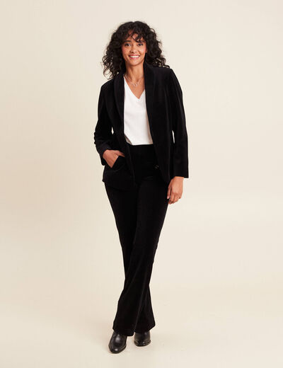 Veste tailleur velours noir femme