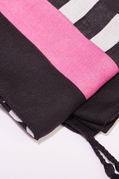 Foulard à pampilles noir femme