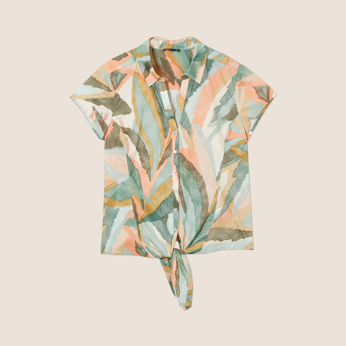 Chemise manches courtes nou&eacute;e multicolore femme