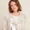 Veste droite zippée couleur argent femme