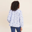 Blouse ample manches longues fluide bleu femme