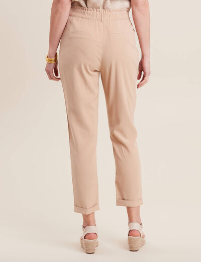 Pantalon carotte 7/8ème beige femme