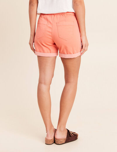 Short droit taille &eacute;lastiqu&eacute;e orange fluo femme