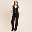 Gilet droit court sans manches col v noir femme