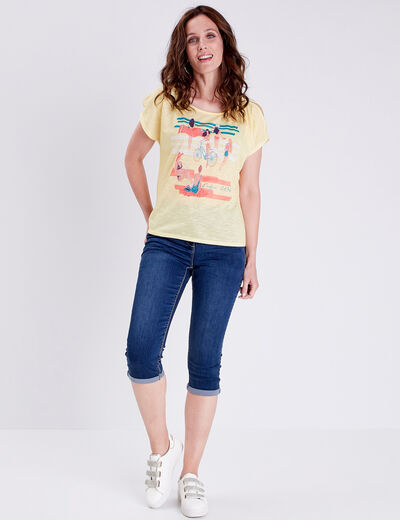 T-shirt manches courtes jaune clair femme