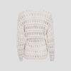 Gilet manches longues ajoure ecru femme