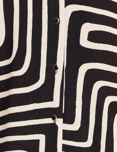 Chemise crêpe manches courtes noir femme