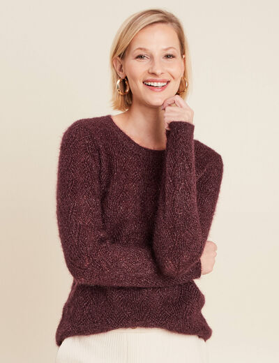 Pull manches longues bordeaux femme