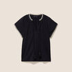 T-shirt col tunisien noir femme
