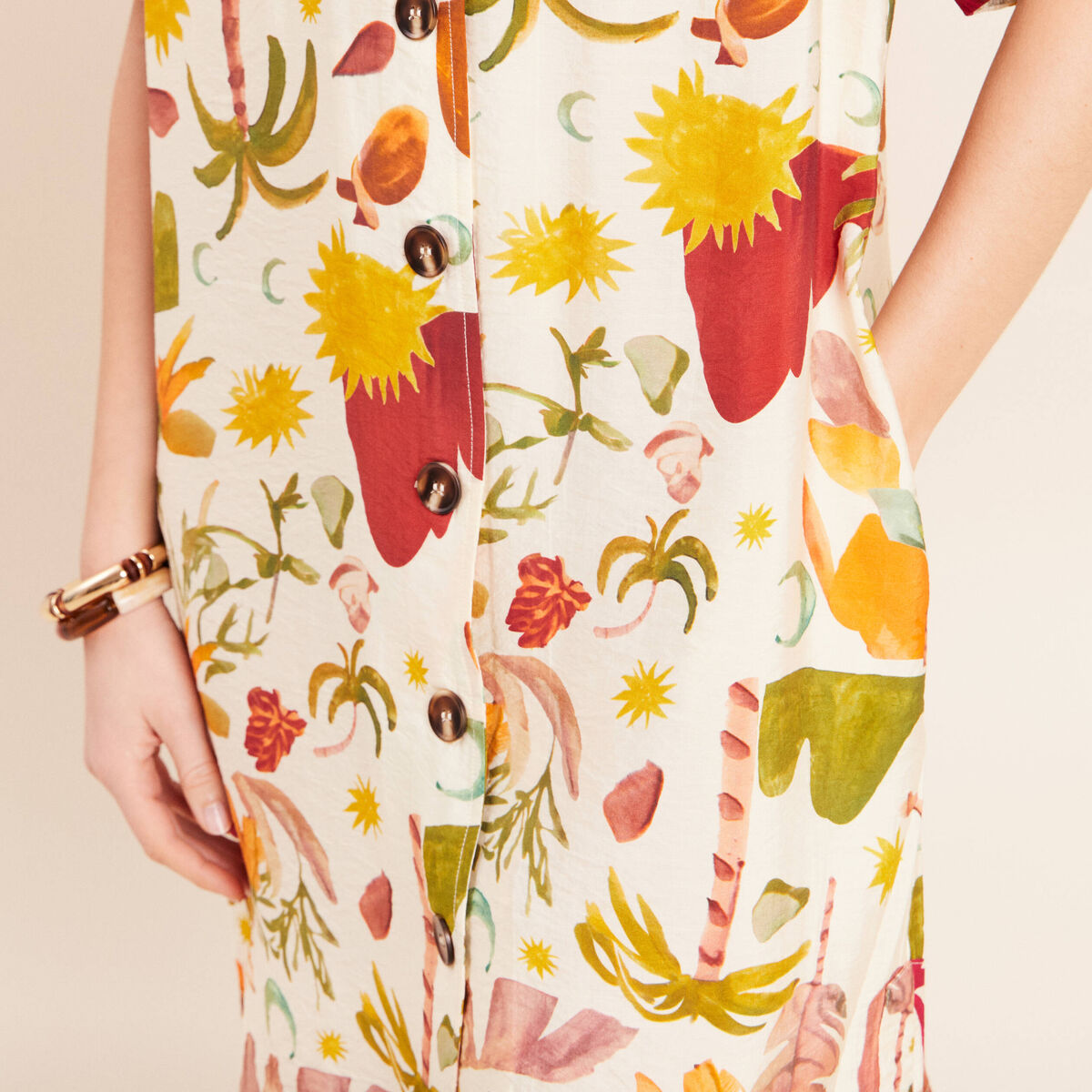 Robe droite courte manches courtes multicolore femme