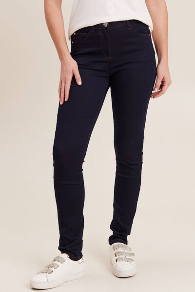 Pantalon léger taille haute long denim brut femme