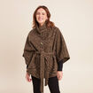Poncho ceintur&eacute; en polyester recycl&eacute; camel femme