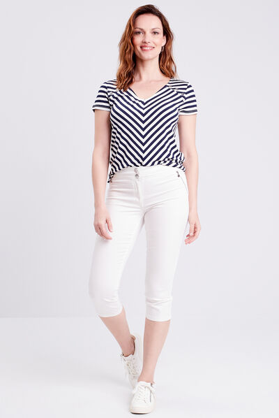 T-shirt manches courtes rayé bleu marine femme