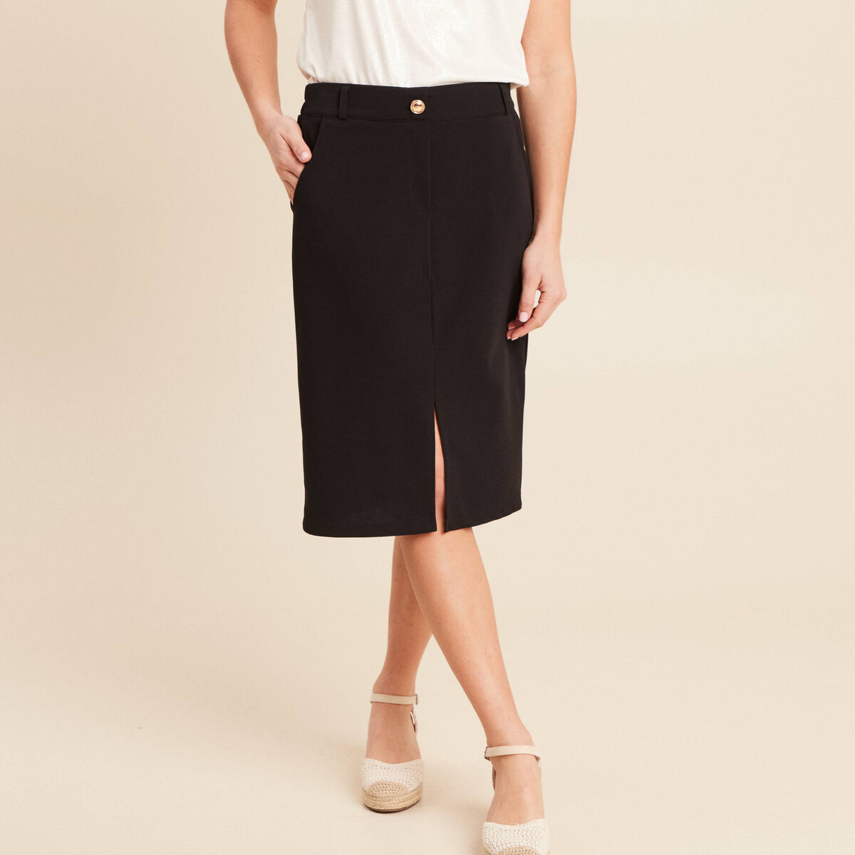 Jupe droite noir femme