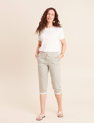 Pantacourt coupe mom large vert femme