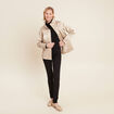 Parka courte m&eacute;tallis&eacute;e beige femme