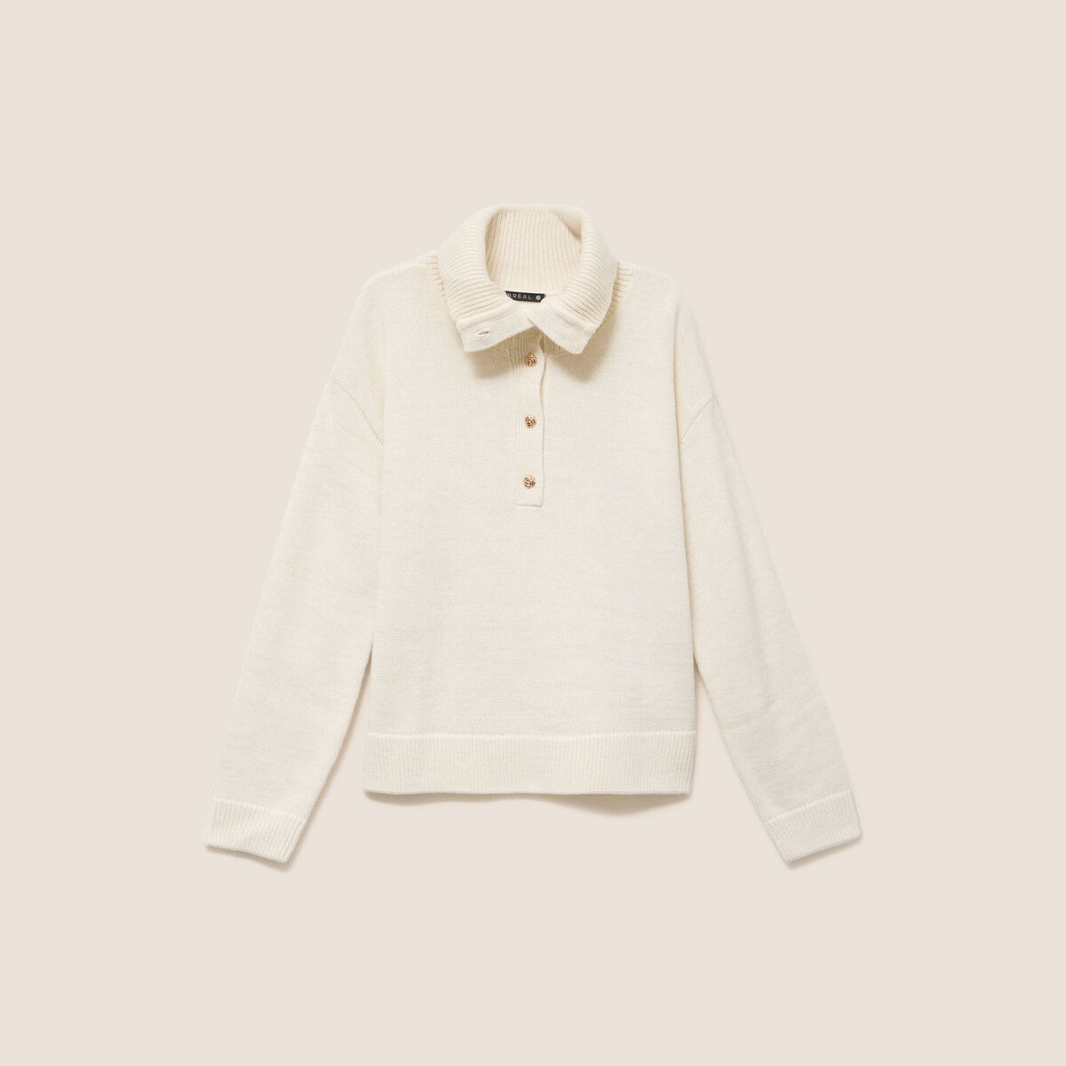 Pull col camionneur ecru femme