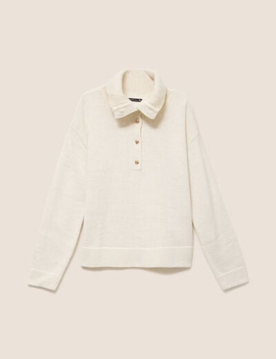 Pull col camionneur ecru femme