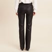 Pantalon bootcut enduit taille haute noir femme