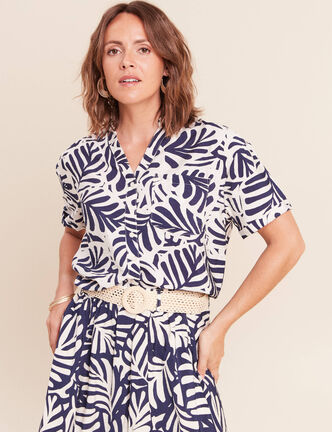 Chemise manches courtes blanc femme