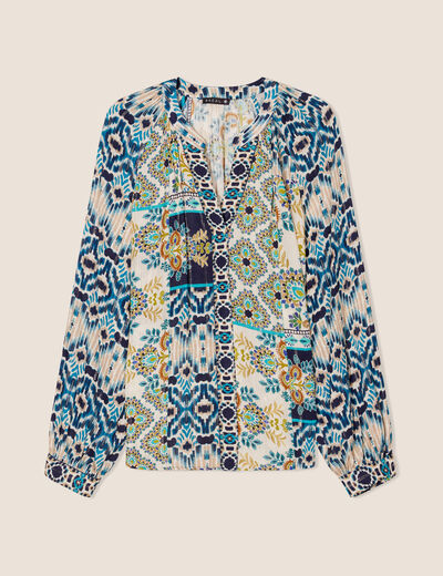 Blouse manches longues bleu femme