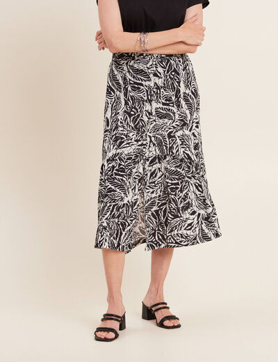 Jupe longue évasée satin noir femme