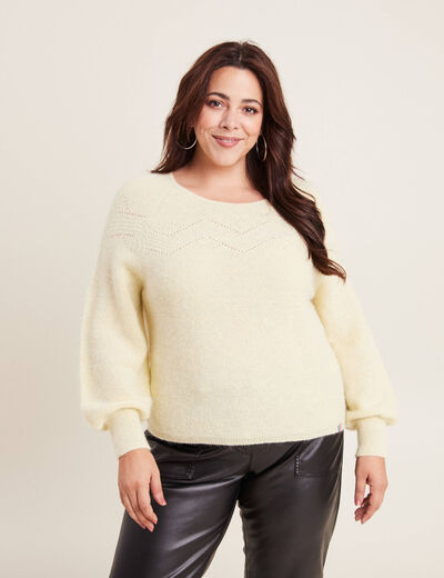 Pull confectionné en France jaune pastel femme